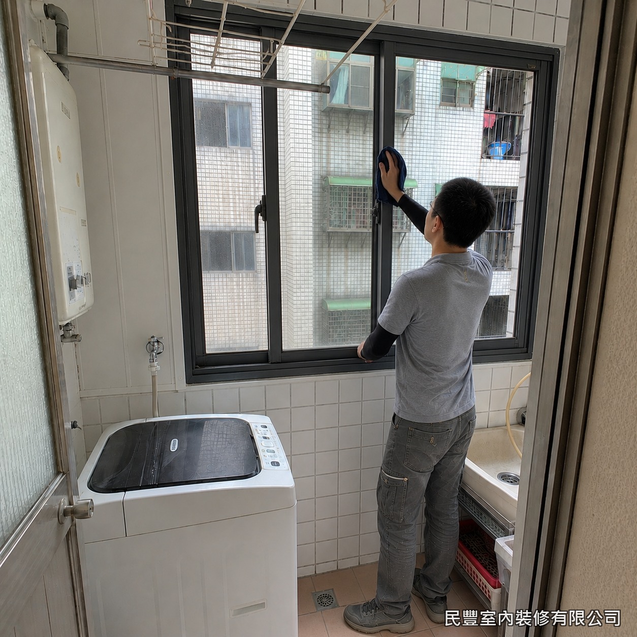 民豐室內裝修-氣密窗-窗框內外周邊施打矽利康確實收邊,填補細縫加強防水氣密,收邊線條平整俐落,提升整體質感與耐久度